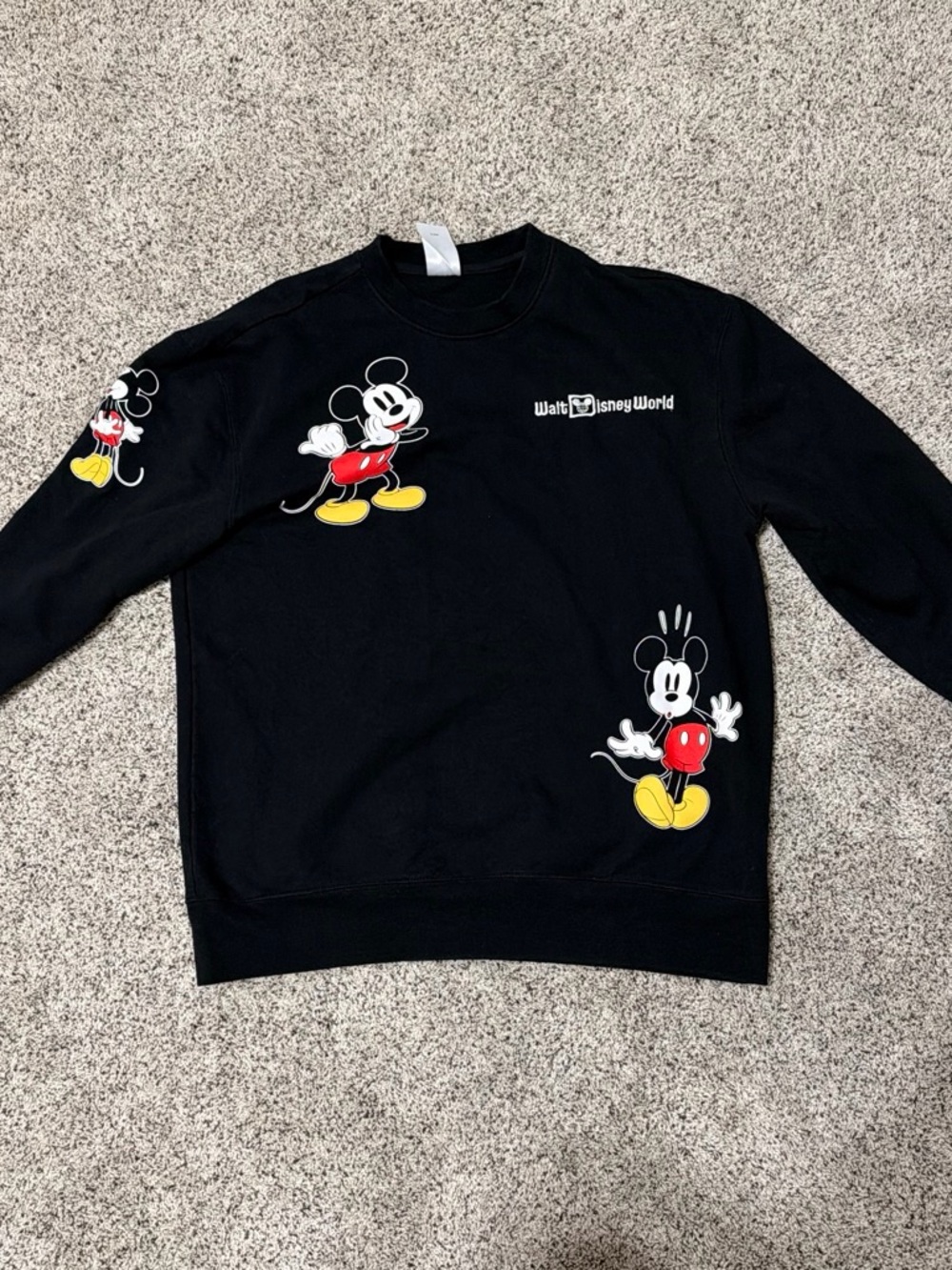 Disney Black Crewneck with Classic Mickey Graphics